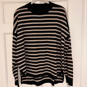Madewell sweater, black, cream and brown. Large